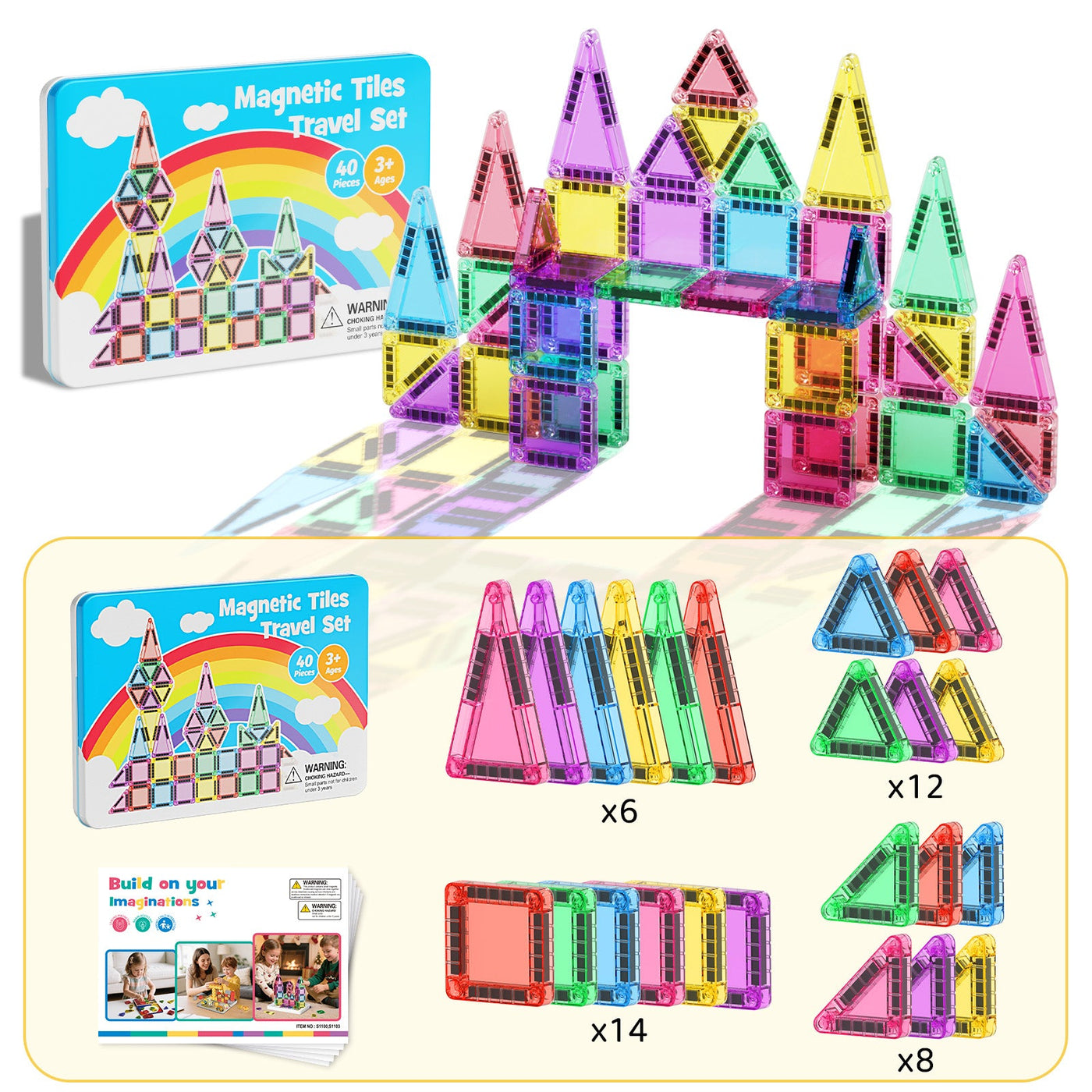 40PCS Candy Colors Magnetic Tiles Set S1103 image 7