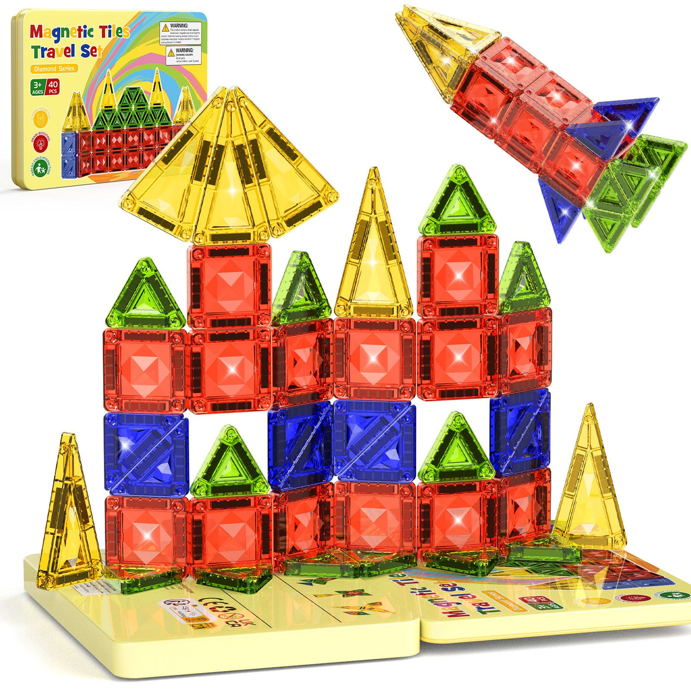 40PCS Gem Classic Colors Magnetic Tiles Set S1108 image 1