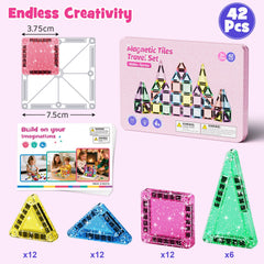 42PCS Glitter Candy Colors Magnetic Tiles Set S1109 image 1