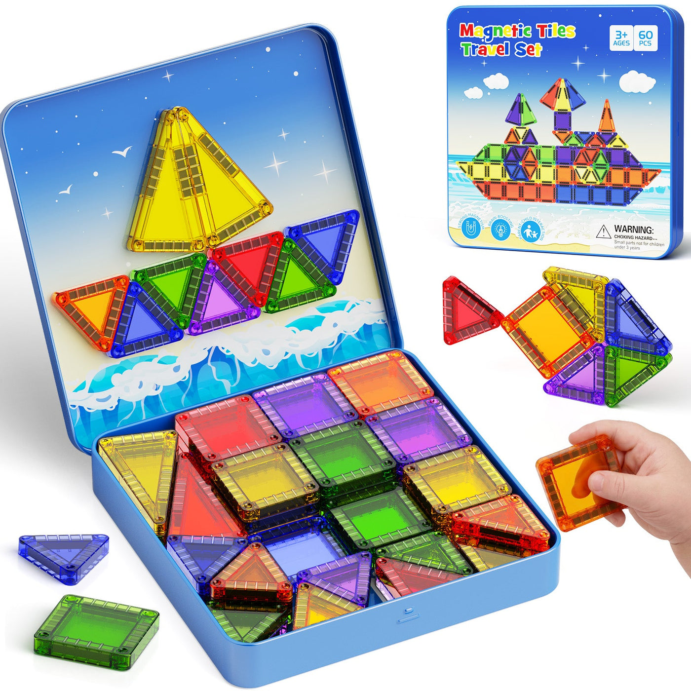 60PCS Classic Colors Magnetic Tiles Set S1113 image 2
