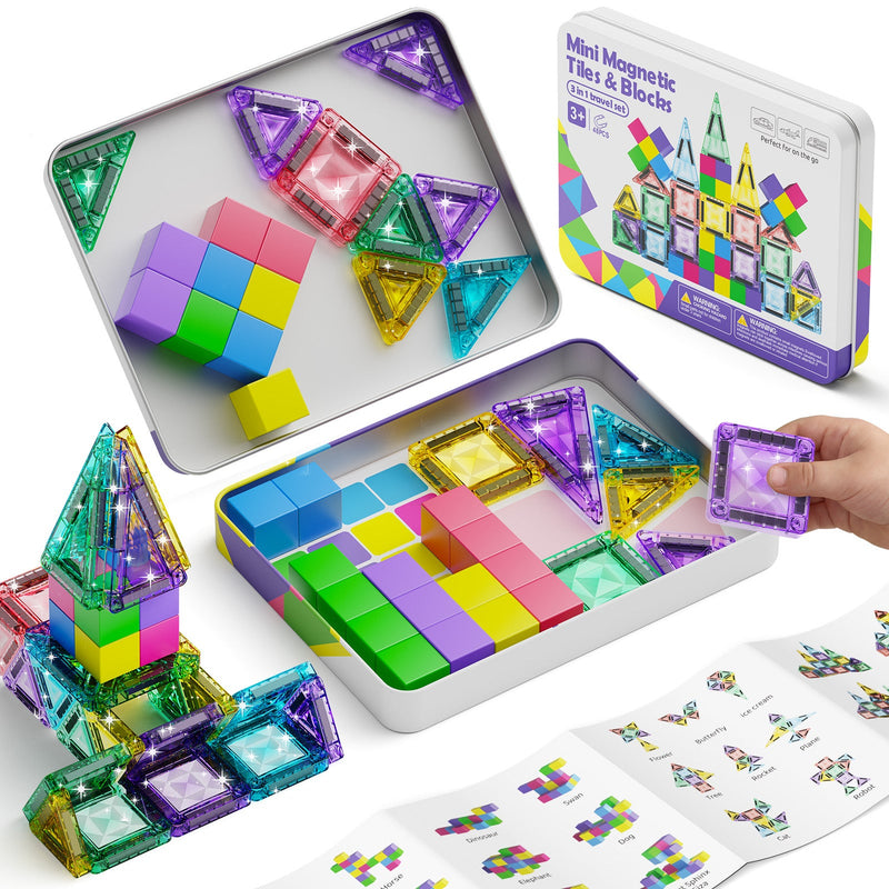 S1136 3-in-1 Magnetic Tiles & Magnetic Blocks Set S1136 image 6